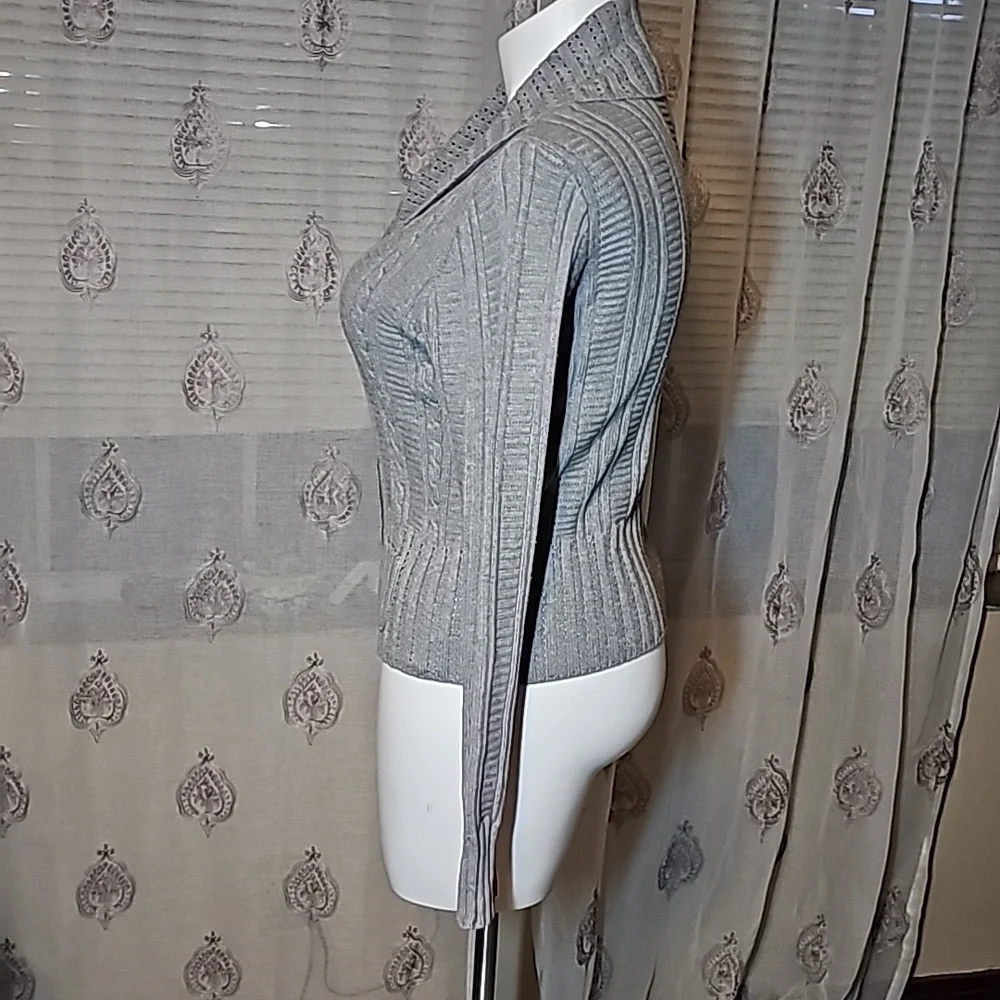 Gray knit button down sweater - Picture 5 of 13
